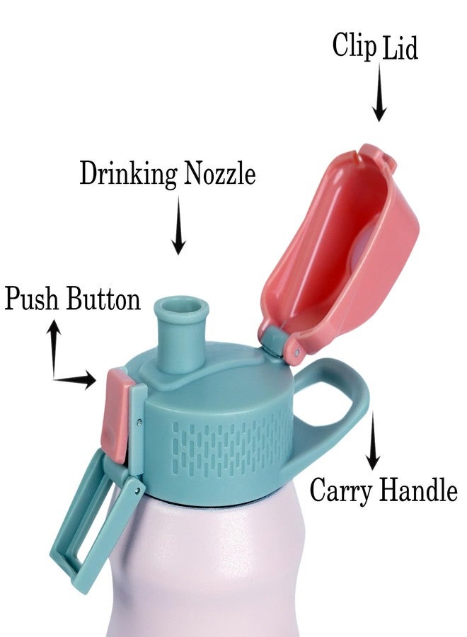 PROBOTT Lite Bliss 700ml Single Walled Stainless Steel Unisex Water Bottle, Leakproof | Gym Bottle | Home | Kitchen | Hiking | Trekking | Travel Bottle | Pack of 2 | Piggy Pink+Uranian Blue - Image 2